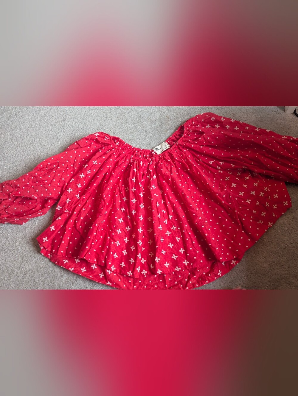 Kopal red shirt, 3/4 sleeve (S)